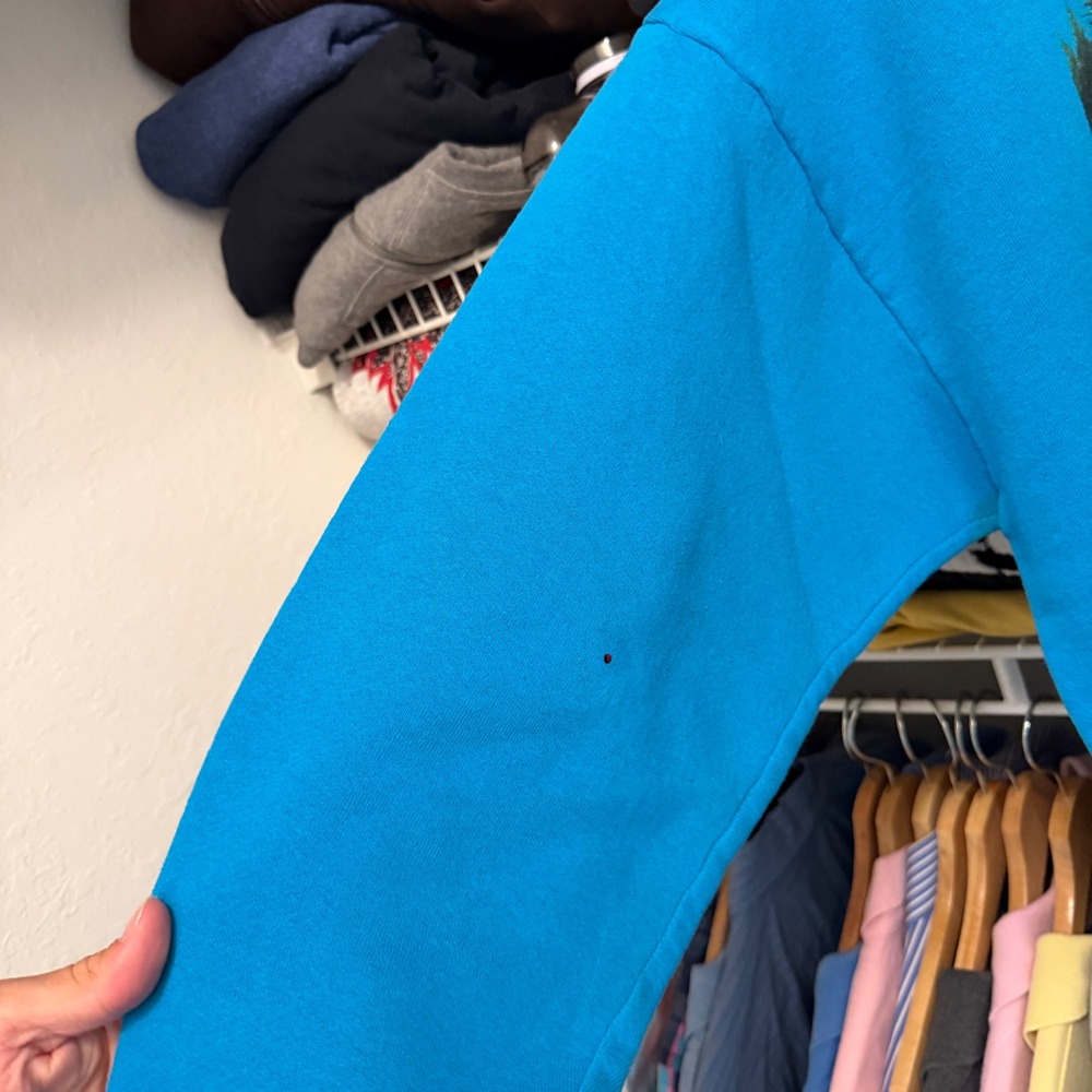 Vintage 90's Wolf Nature Animal Crewneck Sweatshirt Mens XL Blue Graphic Fleece - Picture 5 of 8